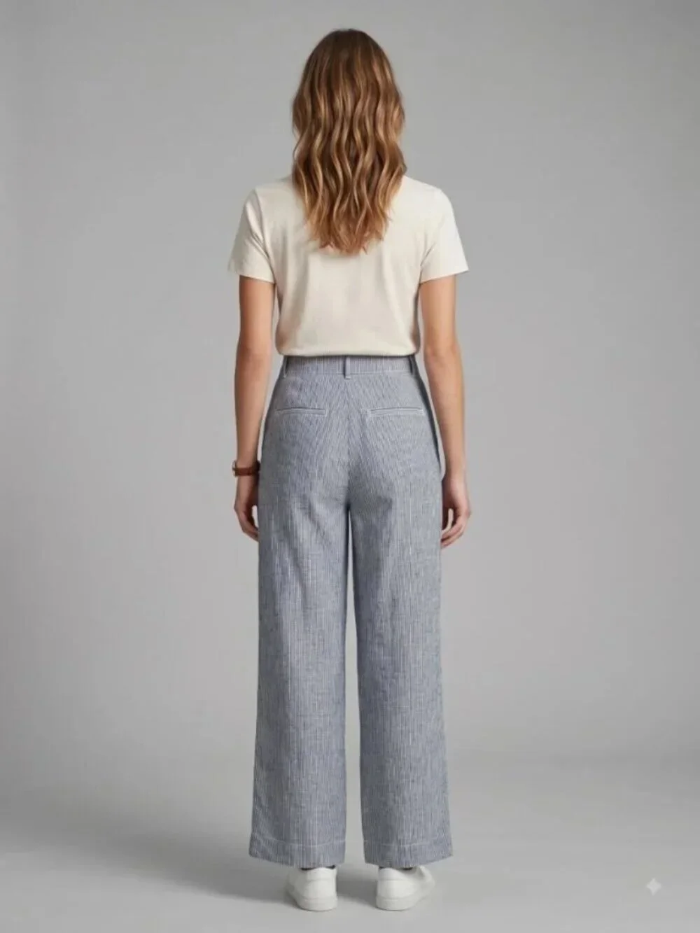 EVERLANE, The Way-High Drake Pant Women's 100% Linen Wide-Leg,  Blue Striped, 12